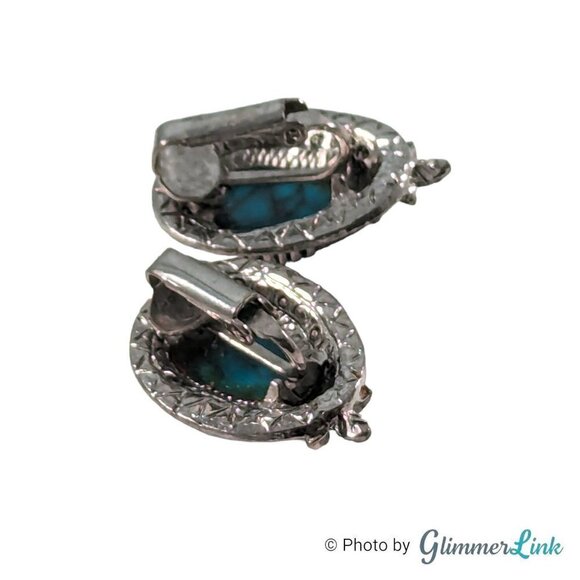 Vintage ART by Arthur Pepper Faux Turquoise Southwestern Style Clip On Earrings - Picture 7 of 10
